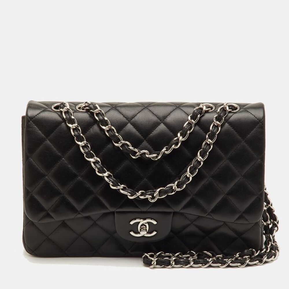 Chanel Classic Jumbo Black Quilted Leather Single Flap Bag